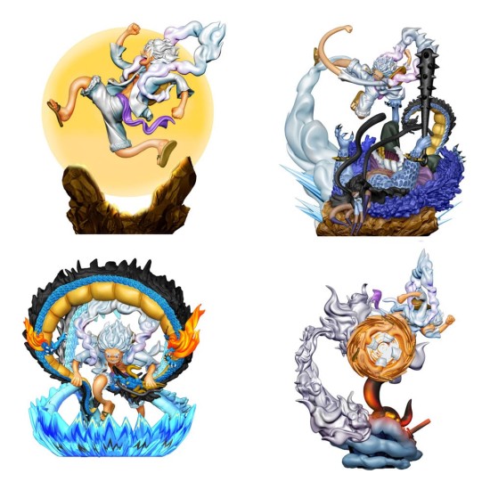 One Piece Petitrama PVC Mini Statue Logbox Re Birth Gear Fifth Special Set 9 cm Set 4-Pack